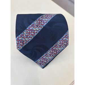 Italo Ferretti Striped Navy Colorful Geometric Tie 100 Silk Made In Italy‎ 3.5"
